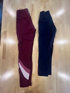 Senita 2-Pack Women's Athletic Leggings - Burgundy, Navy